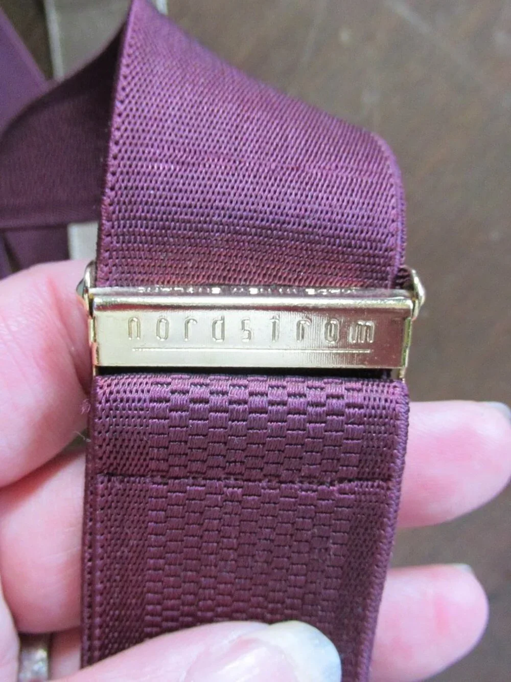 Nordstrom Men’s Suspenders Burgundy & Beige Leather Button-End Braces